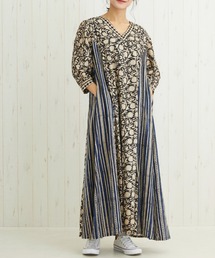 CHIC BLOCK PRINT / シックブロック Vネックワンピース ロングワンピース TCI