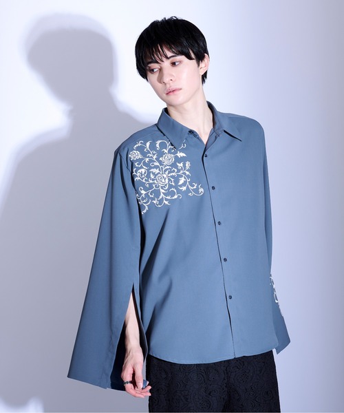新品未使用 ウィルフリー　刺繍ブラウス　シャツ シワ加工　長袖 半袖2way 2wayスリット刺繍シャツ（シャツ/ブラウス）｜Ellno Loset