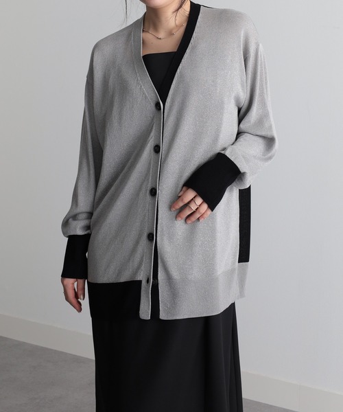 RANAN（ラナン）の「配色ラメカーディガン（カーディガン/ボレロ・レディース・ブラック/ピンク・LL/L/M）」の2枚目の写真