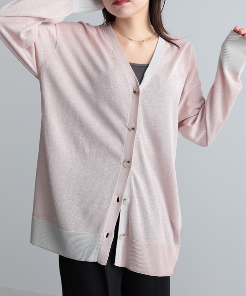 RANAN（ラナン）の「配色ラメカーディガン（カーディガン/ボレロ・レディース・ブラック/ピンク・LL/L/M）」の9枚目の写真