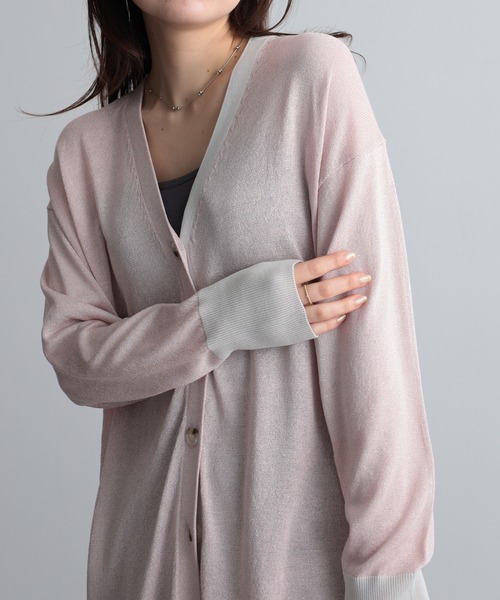 RANAN（ラナン）の「配色ラメカーディガン（カーディガン/ボレロ・レディース・ブラック/ピンク・LL/L/M）」の10枚目の写真