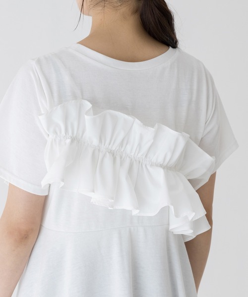 INCEDE（インシード）の「ビッグフリル リラクシートップス（Tシャツ/カットソー・レディース・ブラック/オフホワイト・L/M/4L/3L/LL）」の5枚目の写真