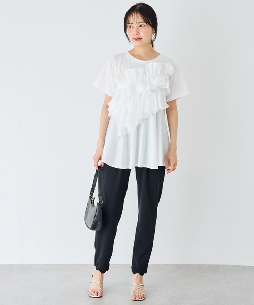 INCEDE（インシード）の「ビッグフリル リラクシートップス（Tシャツ/カットソー・レディース・ブラック/オフホワイト・L/M/4L/3L/LL）」の11枚目の写真