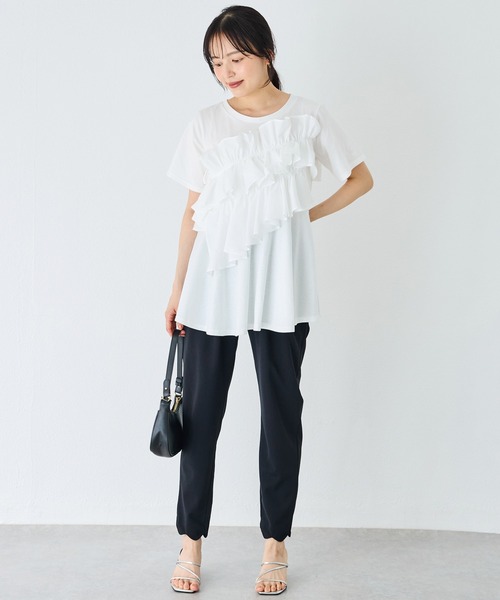 INCEDE（インシード）の「ビッグフリル リラクシートップス（Tシャツ/カットソー・レディース・ブラック/オフホワイト・L/M/4L/3L/LL）」の12枚目の写真