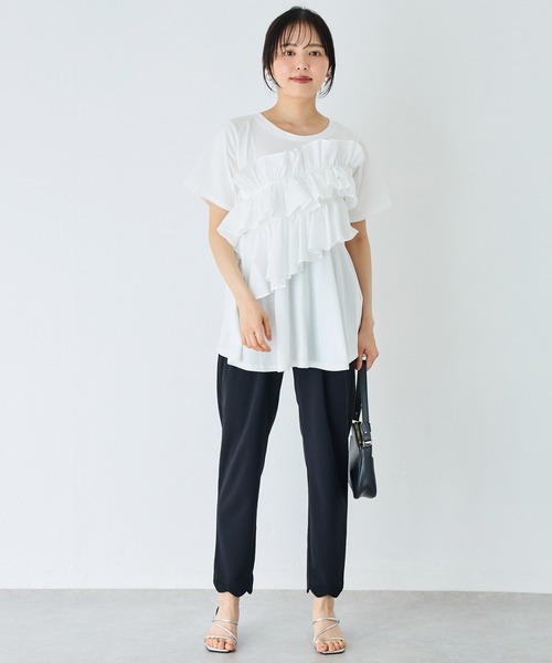 INCEDE（インシード）の「ビッグフリル リラクシートップス（Tシャツ/カットソー・レディース・ブラック/オフホワイト・L/M/4L/3L/LL）」の13枚目の写真