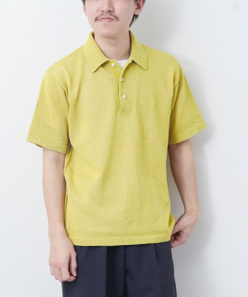 NOLLEY'S goodman(ノーリーズグッドマン)の「【WORK ABOUT】《イージーケア / 速乾性》GIMA ニットポロシャツ(ニット/セーター・メンズ・グレイッシュベージュ/イエロー/ダークネイビー・L/M)」の1枚目の写真