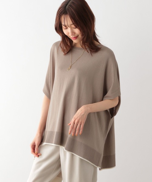 GLOBAL WORK（グローバルワーク）の「スッキレイさらさらポンチョ/987147（ニット/セーター・レディース・ホワイト×ブラック/ブルー系5/ブラウン系4/ブラック×ホワイト・FREE）」の16枚目の写真