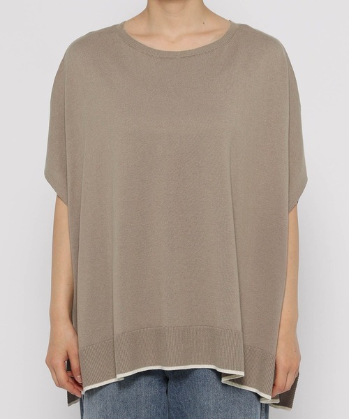 GLOBAL WORK（グローバルワーク）の「スッキレイさらさらポンチョ/987147（ニット/セーター・レディース・ホワイト×ブラック/ブルー系5/ブラウン系4/ブラック×ホワイト・FREE）」の10枚目の写真