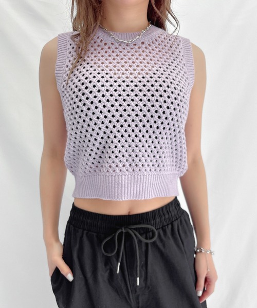 ENVYM（アンビー）の「メッシュタンクトップ（タンクトップ・レディース・ブラック/パープル/ホワイト・FREE）」の21枚目の写真