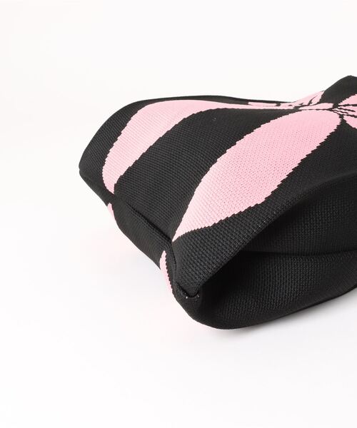 clear（クリア）の「リボンミニニットバッグ［推し活 バレエコア ガーリー］≪再入荷≫（ハンドバッグ・レディース・ブラック×ピンク/ブラック×ホワイト/ピンク・F）」の4枚目の写真