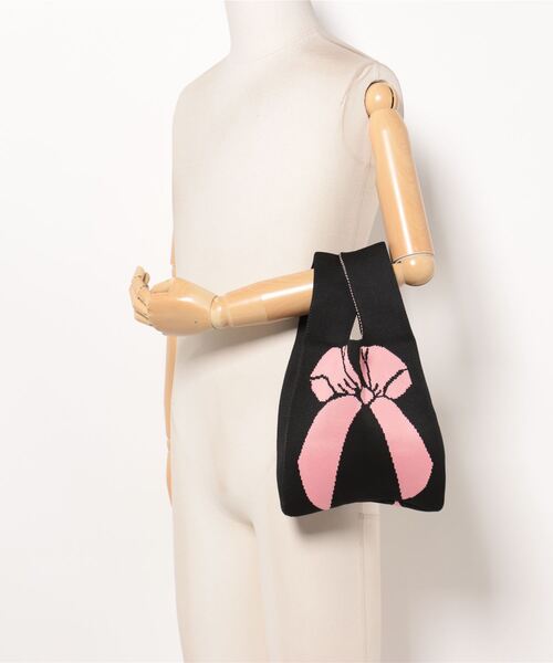 clear（クリア）の「リボンミニニットバッグ［推し活 バレエコア ガーリー］≪再入荷≫（ハンドバッグ・レディース・ブラック×ピンク/ブラック×ホワイト/ピンク・F）」の6枚目の写真