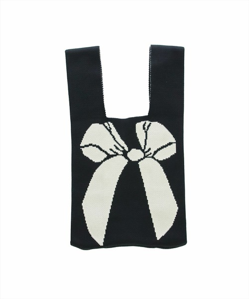 clear（クリア）の「リボンミニニットバッグ［推し活 バレエコア ガーリー］≪再入荷≫（ハンドバッグ・レディース・ブラック×ピンク/ブラック×ホワイト/ピンク・F）」の2枚目の写真