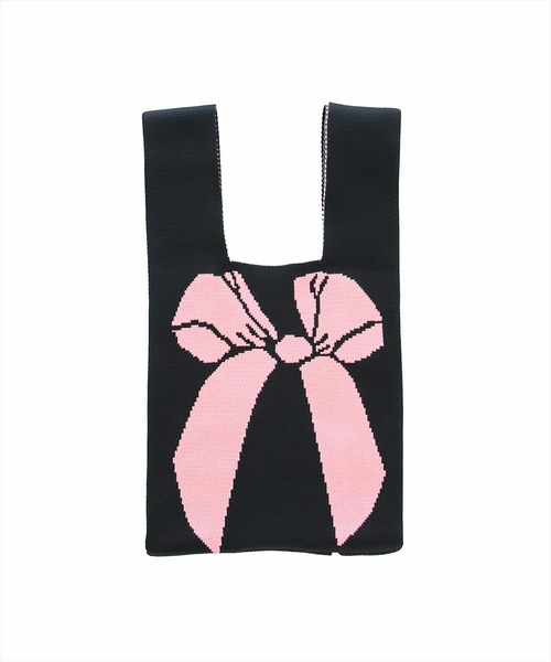 clear（クリア）の「リボンミニニットバッグ［推し活 バレエコア ガーリー］≪再入荷≫（ハンドバッグ・レディース・ブラック×ピンク/ブラック×ホワイト/ピンク・F）」の3枚目の写真