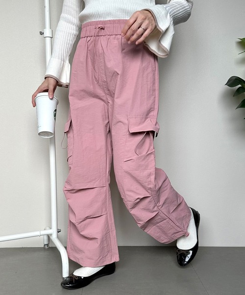 CRB(シーアールビー)の「タックカーゴパンツ(カーゴパンツ・レディース・ピンク/カーキ/ライトベージュ/ブラック・F)」の4枚目の写真