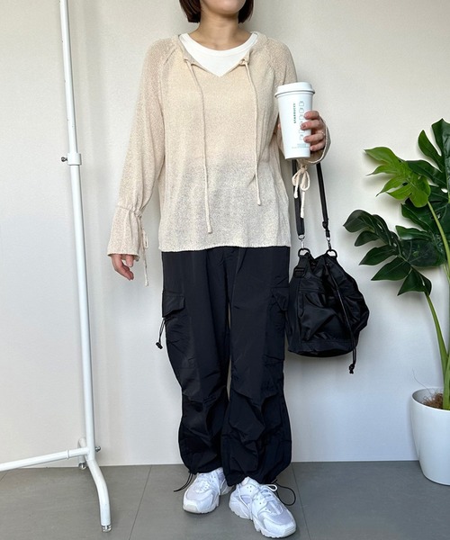 CRB(シーアールビー)の「タックカーゴパンツ(カーゴパンツ・レディース・ピンク/カーキ/ライトベージュ/ブラック・F)」の7枚目の写真