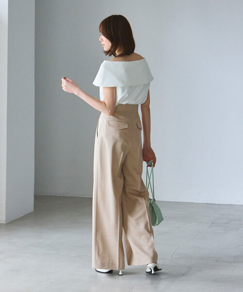 Noble（ノーブル）の「《追加》マリンディテールワイドパンツ（スラックス・レディース・ベージュ/ネイビー・36/38）」の20枚目の写真