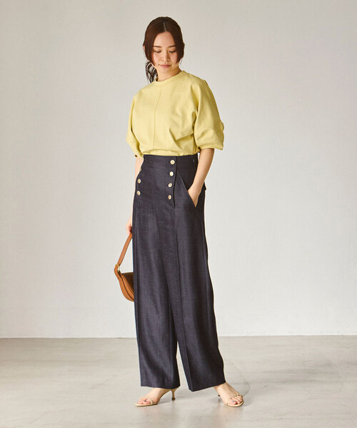 Noble（ノーブル）の「《追加》マリンディテールワイドパンツ（スラックス・レディース・ベージュ/ネイビー・36/38）」の14枚目の写真