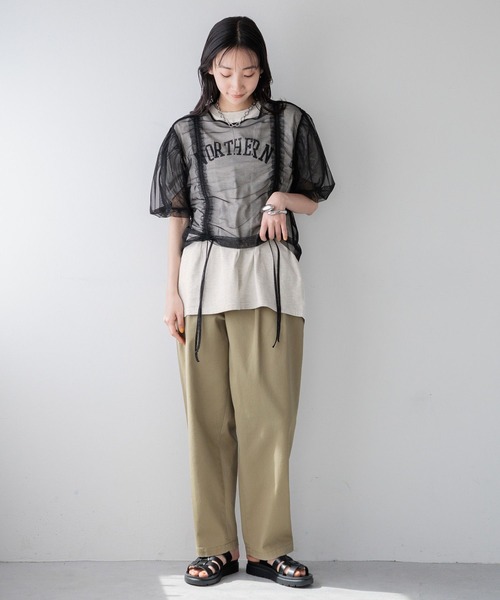 LOWRYS FARM（ローリーズファーム）の「リメイクタックプリントＳＳ　115250（Tシャツ/カットソー・レディース・グレー/チャコールグレー/アイボリー・FREE）」の9枚目の写真