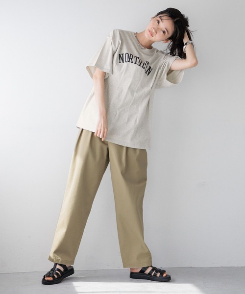 LOWRYS FARM（ローリーズファーム）の「リメイクタックプリントＳＳ　115250（Tシャツ/カットソー・レディース・グレー/チャコールグレー/アイボリー・FREE）」の12枚目の写真