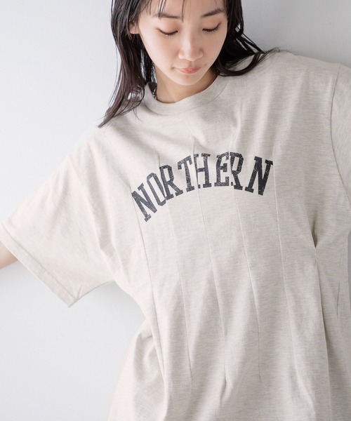 LOWRYS FARM（ローリーズファーム）の「リメイクタックプリントＳＳ　115250（Tシャツ/カットソー・レディース・グレー/チャコールグレー/アイボリー・FREE）」の13枚目の写真