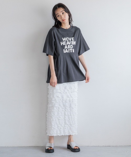 LOWRYS FARM（ローリーズファーム）の「リメイクタックプリントＳＳ　115250（Tシャツ/カットソー・レディース・グレー/チャコールグレー/アイボリー・FREE）」の14枚目の写真