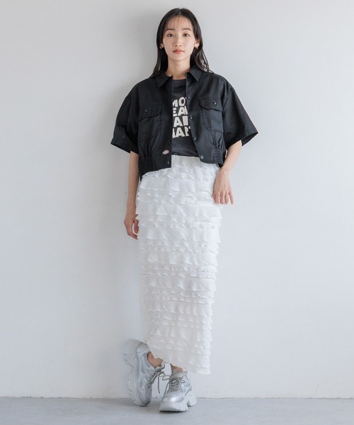 LOWRYS FARM（ローリーズファーム）の「リメイクタックプリントＳＳ　115250（Tシャツ/カットソー・レディース・グレー/チャコールグレー/アイボリー・FREE）」の19枚目の写真