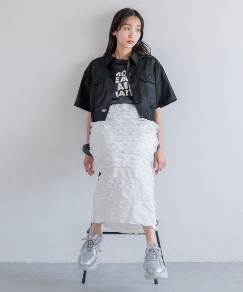 LOWRYS FARM（ローリーズファーム）の「リメイクタックプリントＳＳ　115250（Tシャツ/カットソー・レディース・グレー/チャコールグレー/アイボリー・FREE）」の20枚目の写真