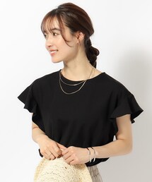 DRESKIP | 【接触冷感/UV】女性らしく好印象 フリル袖トップス(Tシャツ/カットソー)