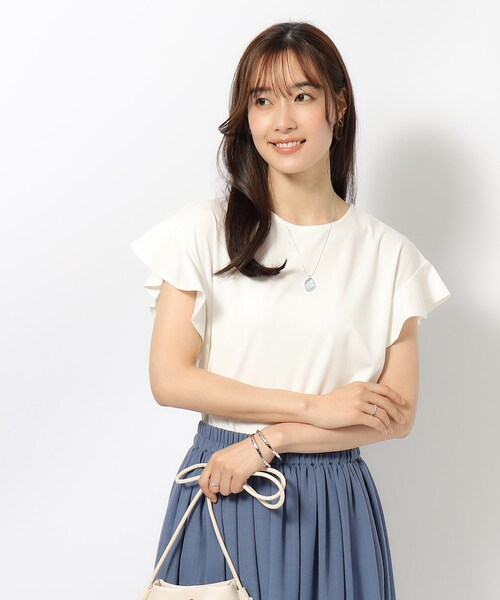DRESKIP(ドレスキップ)の「◆【UV】女性らしく好印象 フリル袖トップス(Tシャツ/カットソー・レディース・ブラック/オフホワイト/ナチュラル/グリーン・02/03/04)」の16枚目の写真