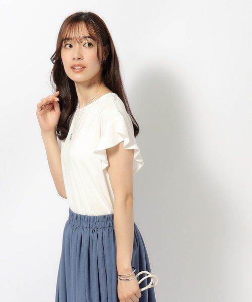 DRESKIP(ドレスキップ)の「◆【UV】女性らしく好印象 フリル袖トップス(Tシャツ/カットソー・レディース・ブラック/オフホワイト/ナチュラル/グリーン・02/03/04)」の15枚目の写真
