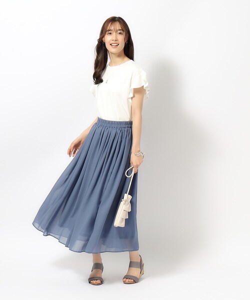 DRESKIP(ドレスキップ)の「◆【UV】女性らしく好印象 フリル袖トップス(Tシャツ/カットソー・レディース・ブラック/オフホワイト/ナチュラル/グリーン・02/03/04)」の13枚目の写真
