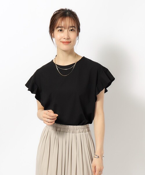DRESKIP(ドレスキップ)の「◆【UV】女性らしく好印象 フリル袖トップス(Tシャツ/カットソー・レディース・ブラック/オフホワイト/ナチュラル/グリーン・02/03/04)」の10枚目の写真