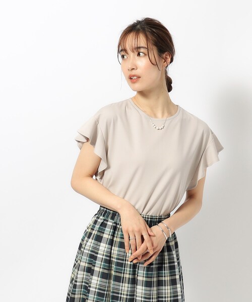 DRESKIP(ドレスキップ)の「◆【UV】女性らしく好印象 フリル袖トップス(Tシャツ/カットソー・レディース・ブラック/オフホワイト/ナチュラル/グリーン・02/03/04)」の6枚目の写真