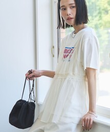 チュールキャミ付きロゴTシャツ
