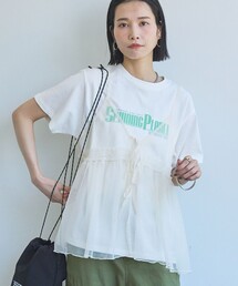 チュールキャミ付きロゴTシャツ