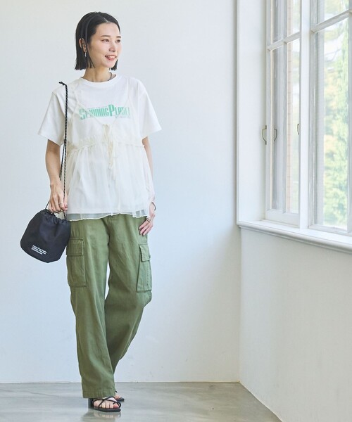 coen(コーエン)の「チュールキャミ付きロゴTシャツ(Tシャツ/カットソー・レディース・ダークグレー/その他1/その他2/オフホワイト・M/L)」の10枚目の写真