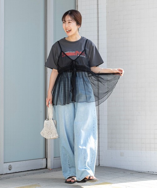coen(コーエン)の「チュールキャミ付きロゴTシャツ(Tシャツ/カットソー・レディース・ダークグレー/その他1/その他2/オフホワイト・M/L)」の18枚目の写真