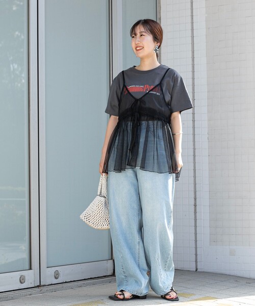coen(コーエン)の「チュールキャミ付きロゴTシャツ(Tシャツ/カットソー・レディース・ダークグレー/その他1/その他2/オフホワイト・M/L)」の19枚目の写真