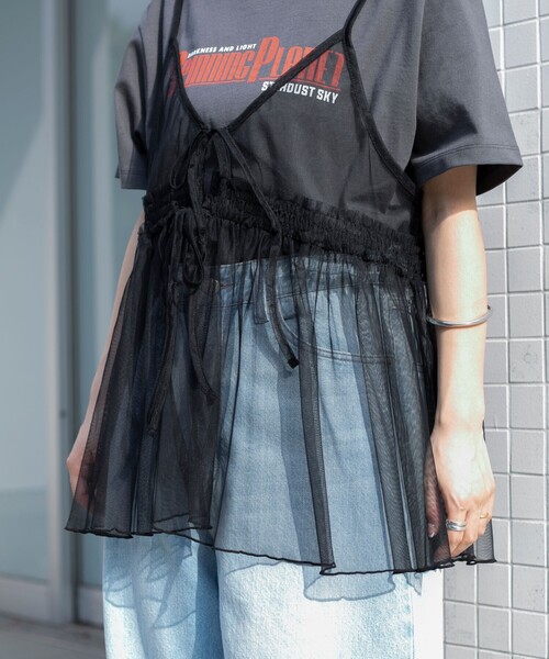 coen(コーエン)の「チュールキャミ付きロゴTシャツ(Tシャツ/カットソー・レディース・ダークグレー/その他1/その他2/オフホワイト・M/L)」の21枚目の写真