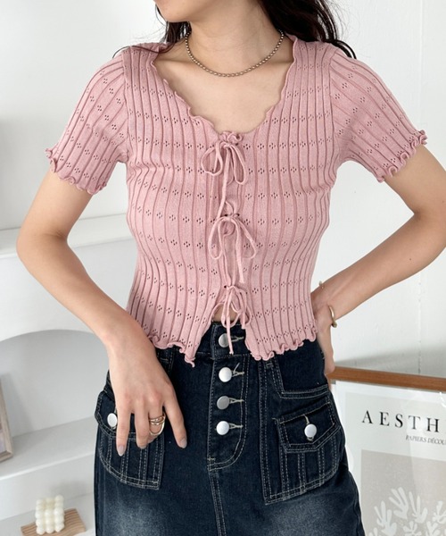 CLEA(クレア)の「フロントリボンメロウトップス(Tシャツ/カットソー・レディース・ブラック/ホワイト/ピンク/レッド・FREE)」の18枚目の写真