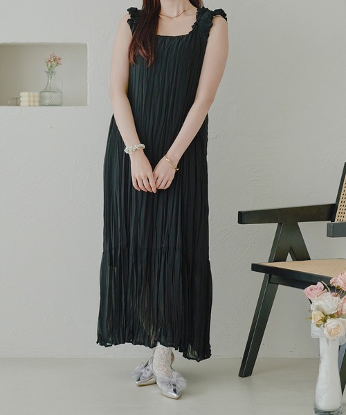 Ambre Neige(アンブルネージュ)の「ショルダーフリルクリンクルワンピース/【WEB/EC限定商品】(ワンピース・レディース・ブラック/ライトブルー/アイボリー/ベビーピンク・FREE)」の17枚目の写真