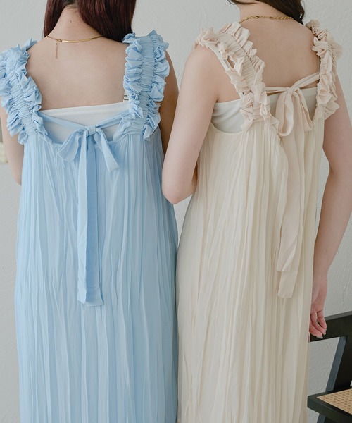 Ambre Neige(アンブルネージュ)の「ショルダーフリルクリンクルワンピース/【WEB/EC限定商品】(ワンピース・レディース・ブラック/ライトブルー/アイボリー/ベビーピンク・FREE)」の11枚目の写真