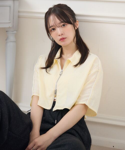 ems excite（エムズエキサイト）の「ZIPショートSH（シャツ/ブラウス・レディース・ホワイト/ブラック/イエロー・FREE）」の7枚目の写真