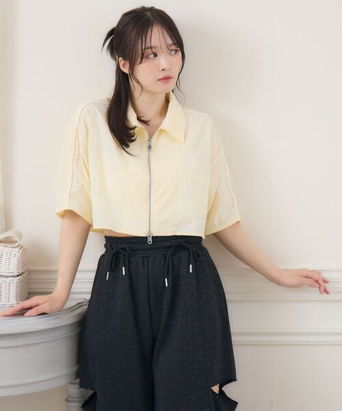 ems excite（エムズエキサイト）の「ZIPショートSH（シャツ/ブラウス・レディース・ホワイト/ブラック/イエロー・FREE）」の12枚目の写真