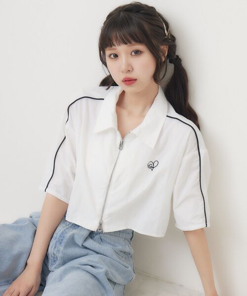 ems excite（エムズエキサイト）の「ZIPショートSH（シャツ/ブラウス・レディース・ホワイト/ブラック/イエロー・FREE）」の4枚目の写真