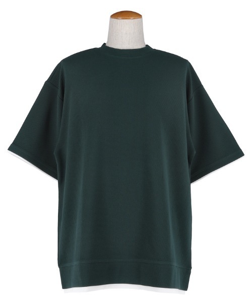 coca(coca)(コカ)の「メンズ エンボスレイヤード風Tシャツ(Tシャツ/カットソー・メンズ・アイボリー/ダークグリーン/ネイビー/ブラック・M/XL/L)」の3枚目の写真