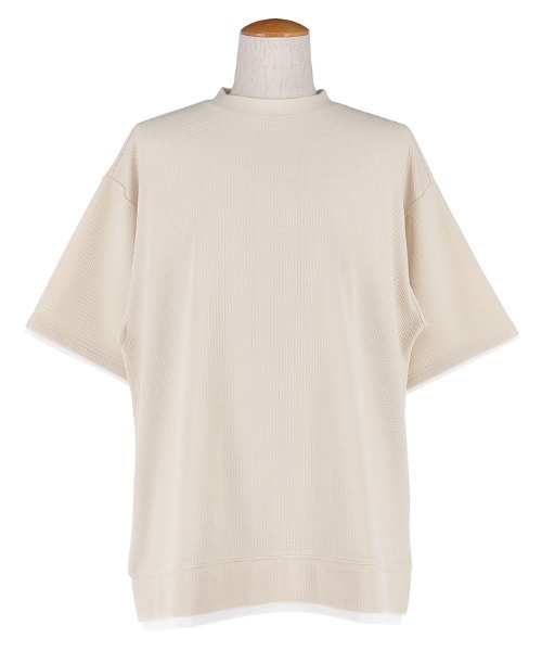 coca(coca)(コカ)の「メンズ エンボスレイヤード風Tシャツ(Tシャツ/カットソー・メンズ・アイボリー/ダークグリーン/ネイビー/ブラック・M/XL/L)」の7枚目の写真