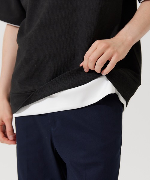coca(coca)(コカ)の「メンズ エンボスレイヤード風Tシャツ(Tシャツ/カットソー・メンズ・アイボリー/ダークグリーン/ネイビー/ブラック・M/XL/L)」の12枚目の写真