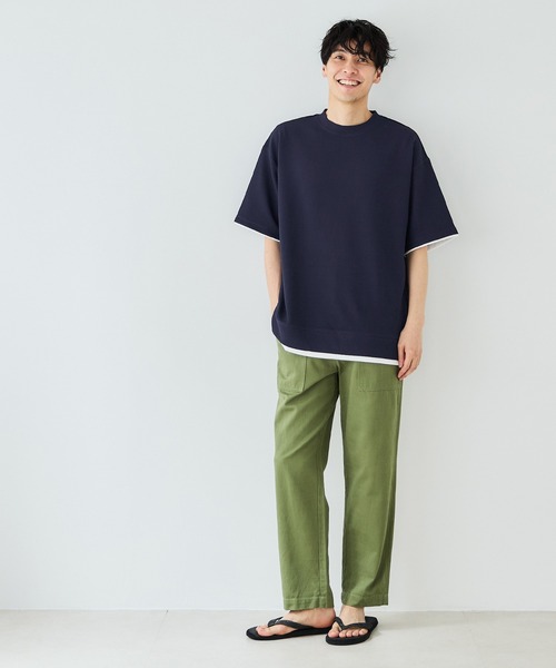 coca(coca)(コカ)の「メンズ エンボスレイヤード風Tシャツ(Tシャツ/カットソー・メンズ・アイボリー/ダークグリーン/ネイビー/ブラック・M/XL/L)」の15枚目の写真