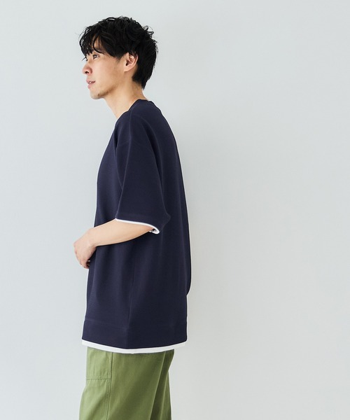 coca(coca)(コカ)の「メンズ エンボスレイヤード風Tシャツ(Tシャツ/カットソー・メンズ・アイボリー/ダークグリーン/ネイビー/ブラック・M/XL/L)」の14枚目の写真